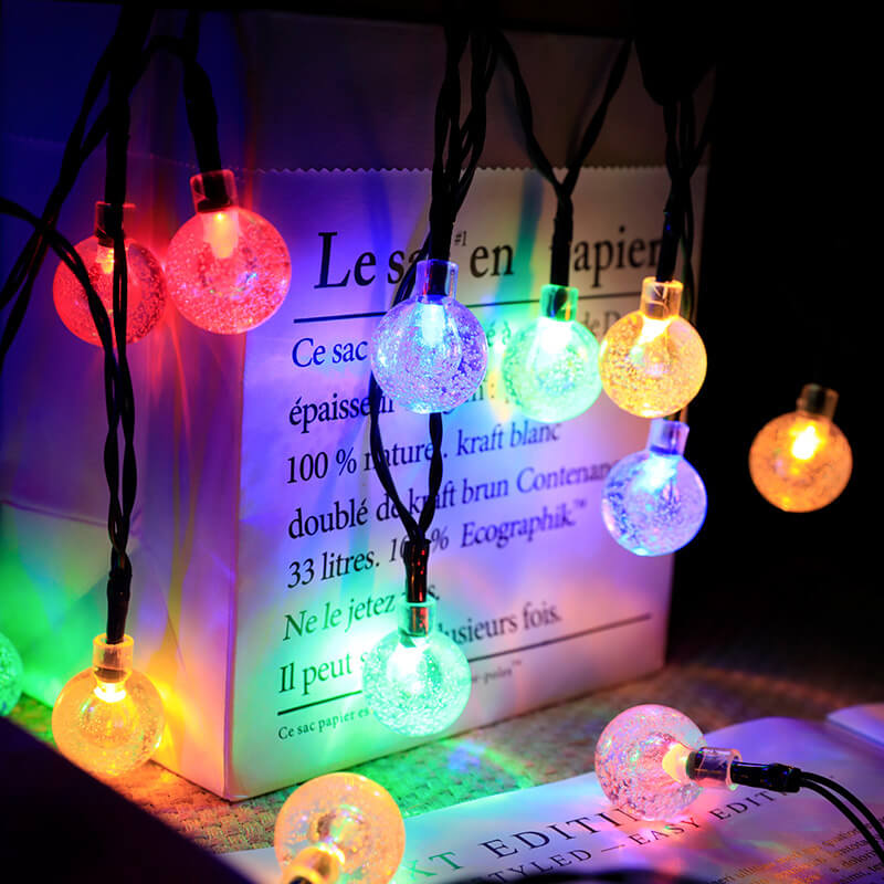 Solar String Lights Outdoor 100 LED 39ft Crystal Globe Lights