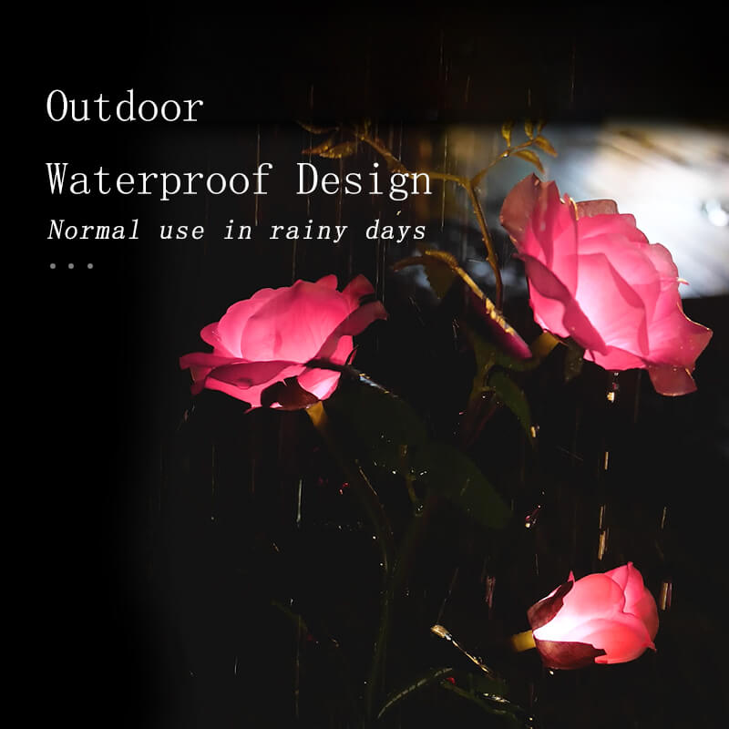 Lorled Warm Light Solar Rose Flower Lights Outdoor Waterproof Solar Powered Exterior Lights