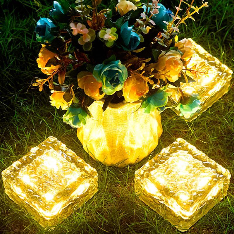 Lorled New Upgraded Ice Cube Lights Led Solar Yard Lights Strongest Solar Brick Lights